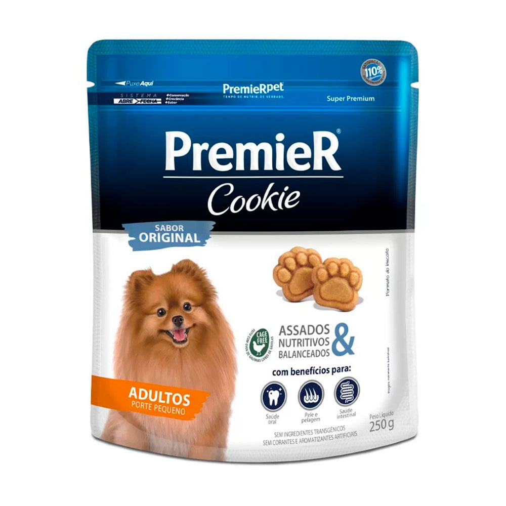 Biscoito Premier Cookie Para Cães Adultos Porte Pequeno - Original 250g