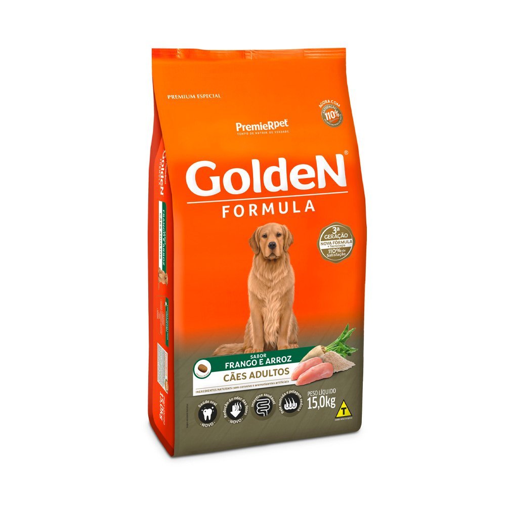 Ração Golden Fórmula Cães Adultos Frango e Arroz - 15kg