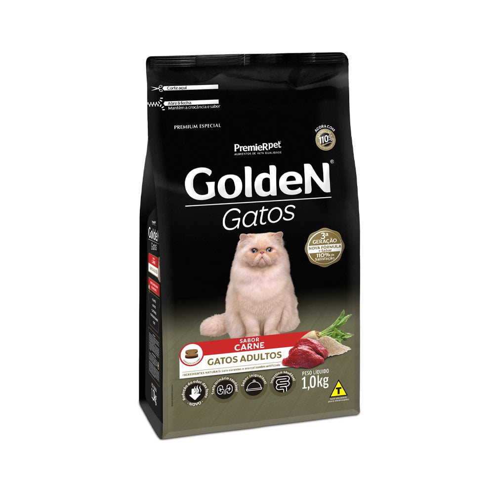Ração Golden Gatos Adultos Carne - 1kg