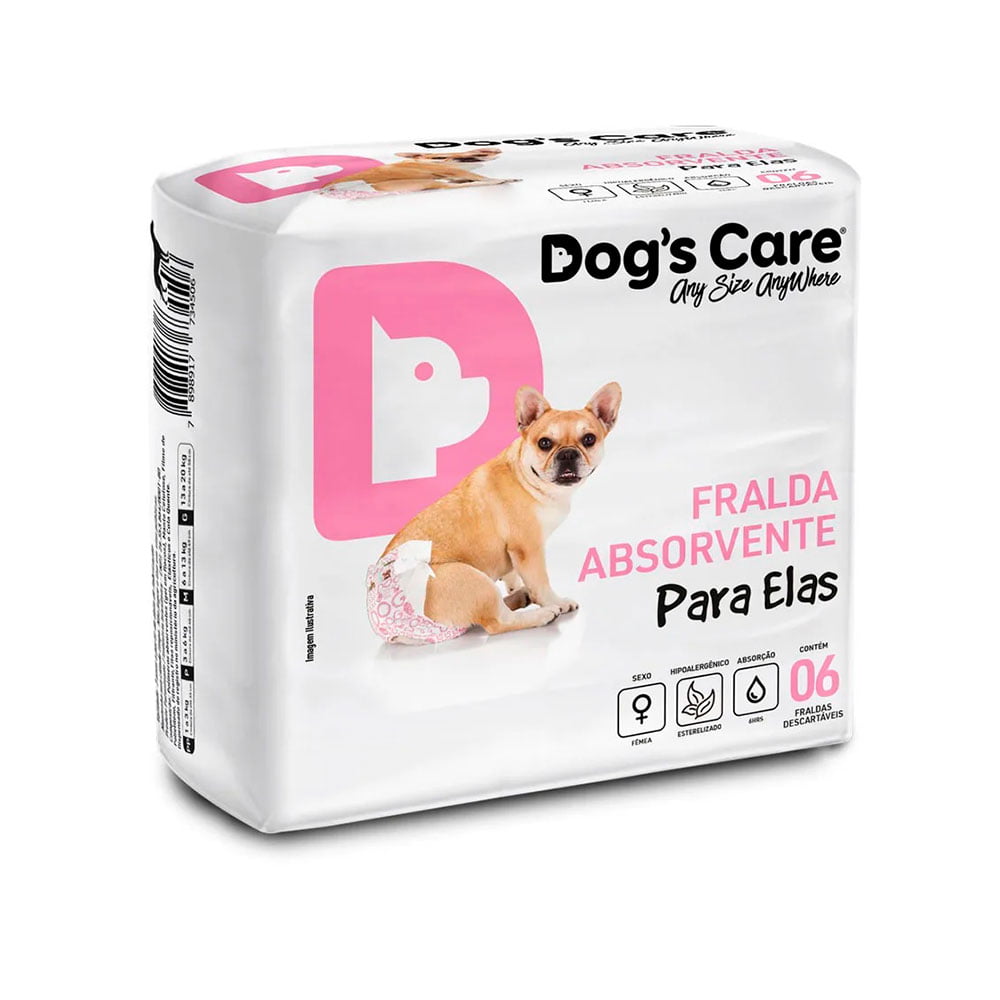 Fralda Higiênica Dogs Care Para Cães Fêmeas - Tam P 6 Unidades