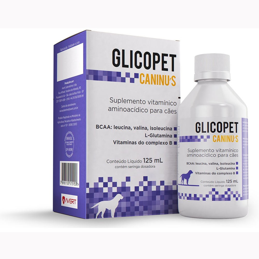 Suplemento Glicopet Caninus Para Cães Avert - 125ml