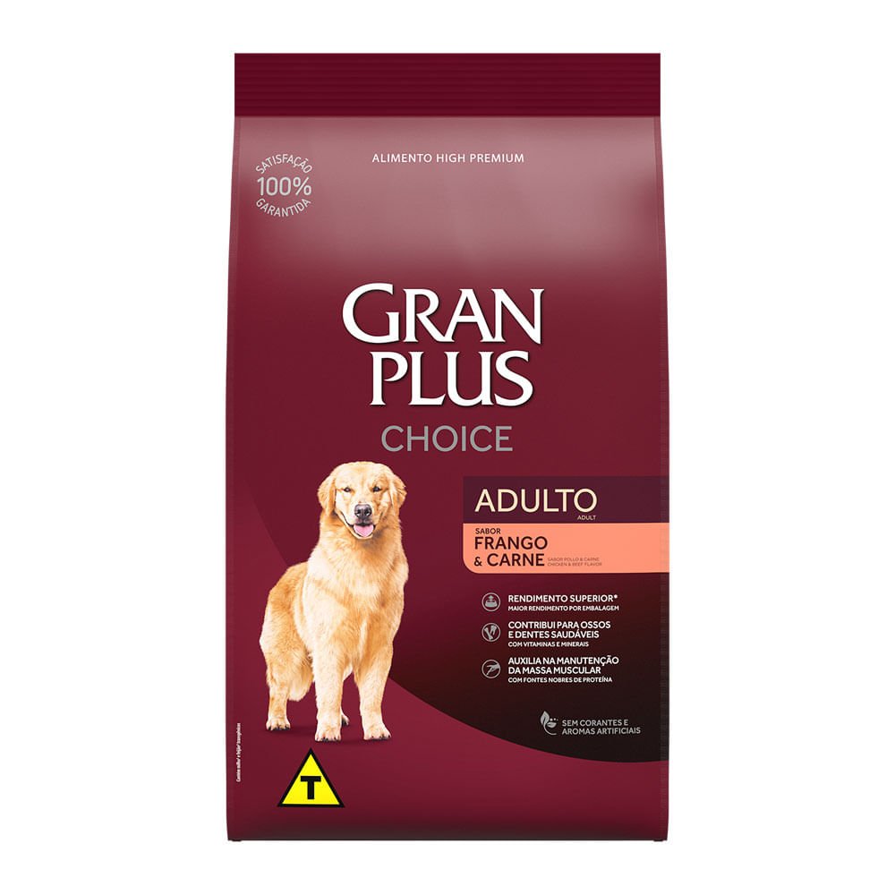 Ração GranPlus Choice Cães Adultos Frango e Carne - 20kg