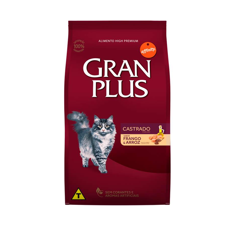 Ração Granplus Gatos Adultos Castrados Frango e Arroz - 3kg