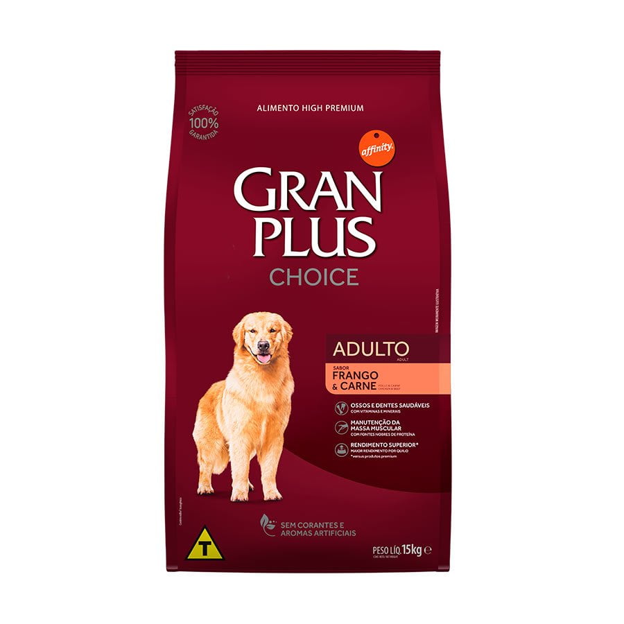 Ração GranPlus Choice Cães Adultos Frango e Carne - 15kg