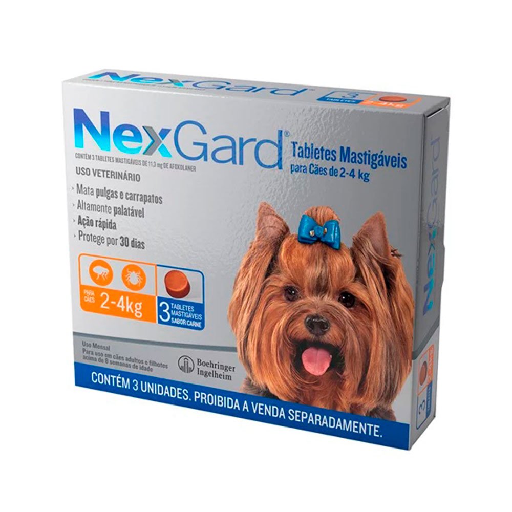 Nexgard Antipulgas e Carrapatos Para Cães 2 A 4kg - 3 Tabletes