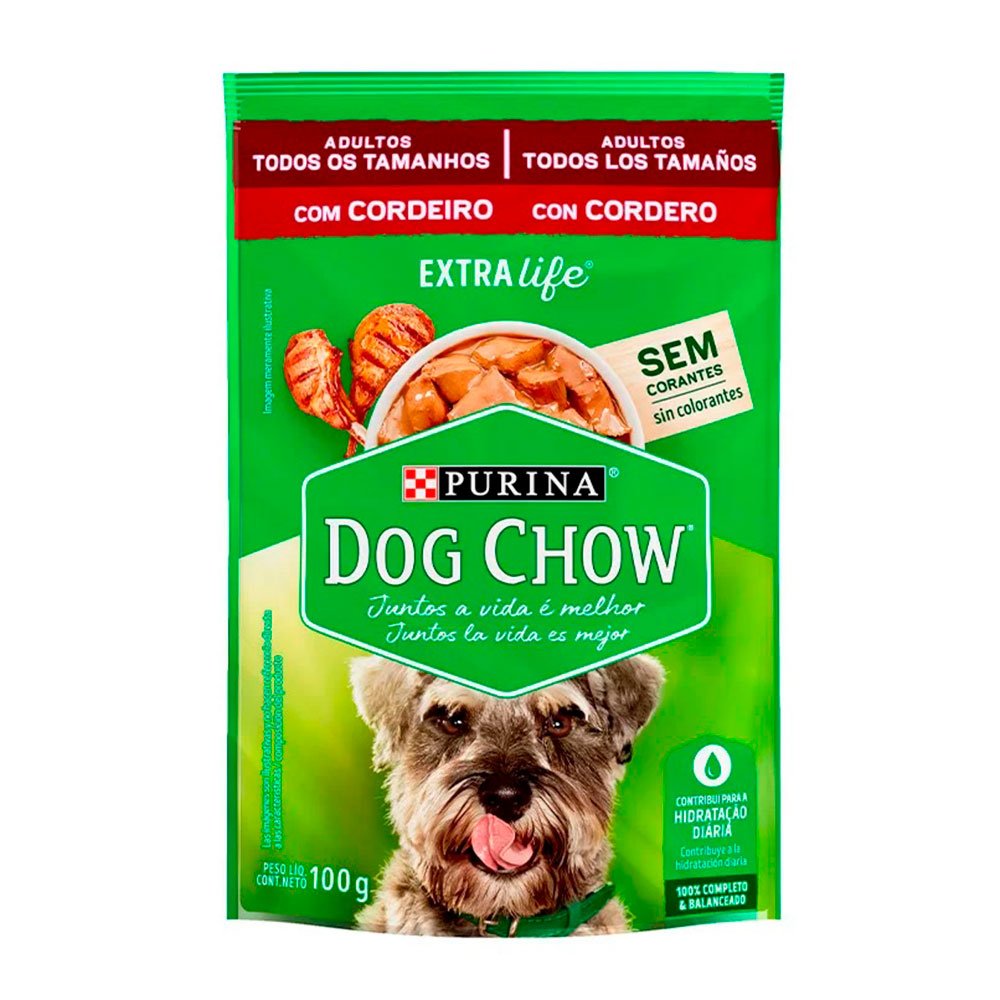 Ração Úmida Dog Chow Cães Adultos - Cordeiro 100g