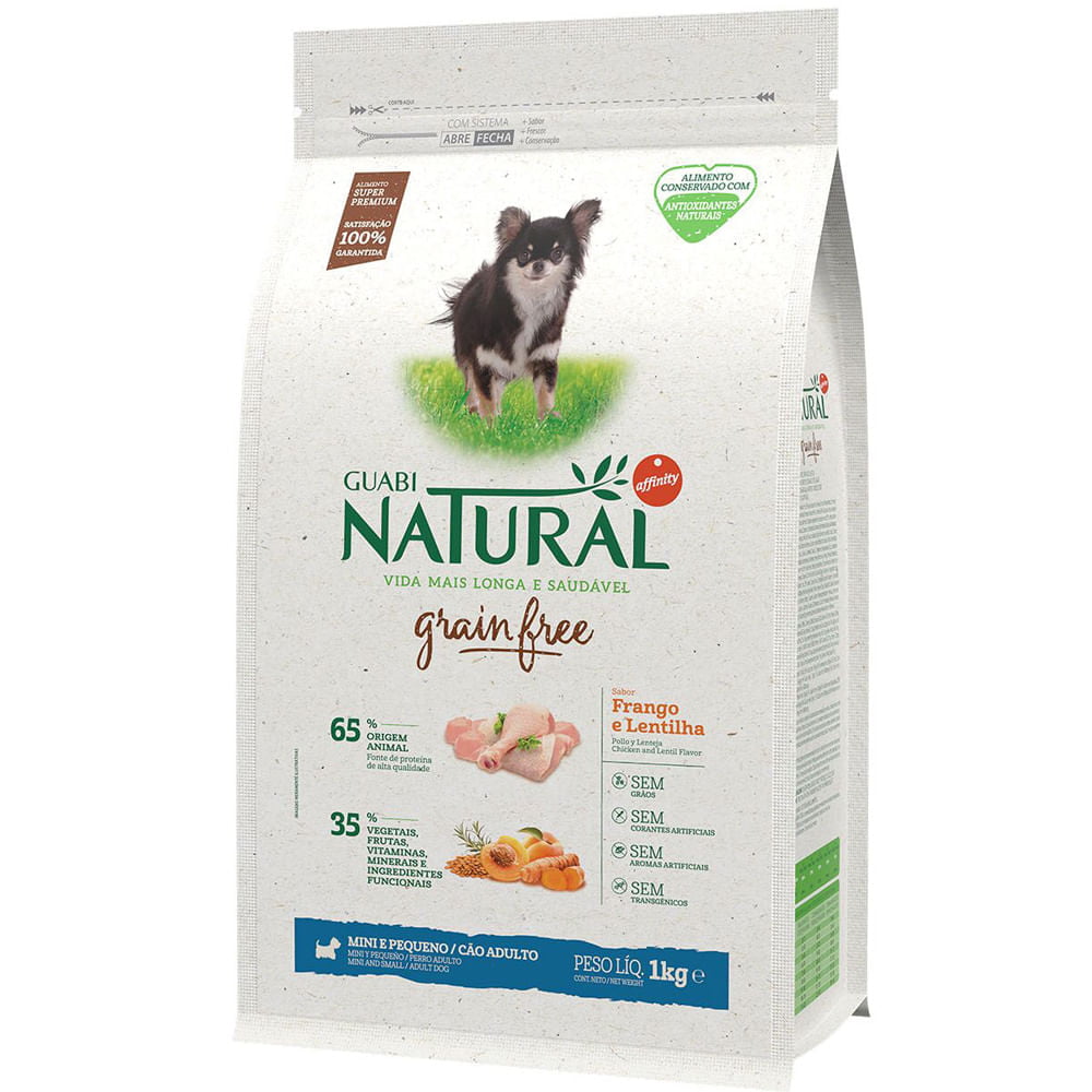 Ração Guabi Natural Grain Free Cães Adultos Mini e Pequenos Frango e Lentilha - 1kg