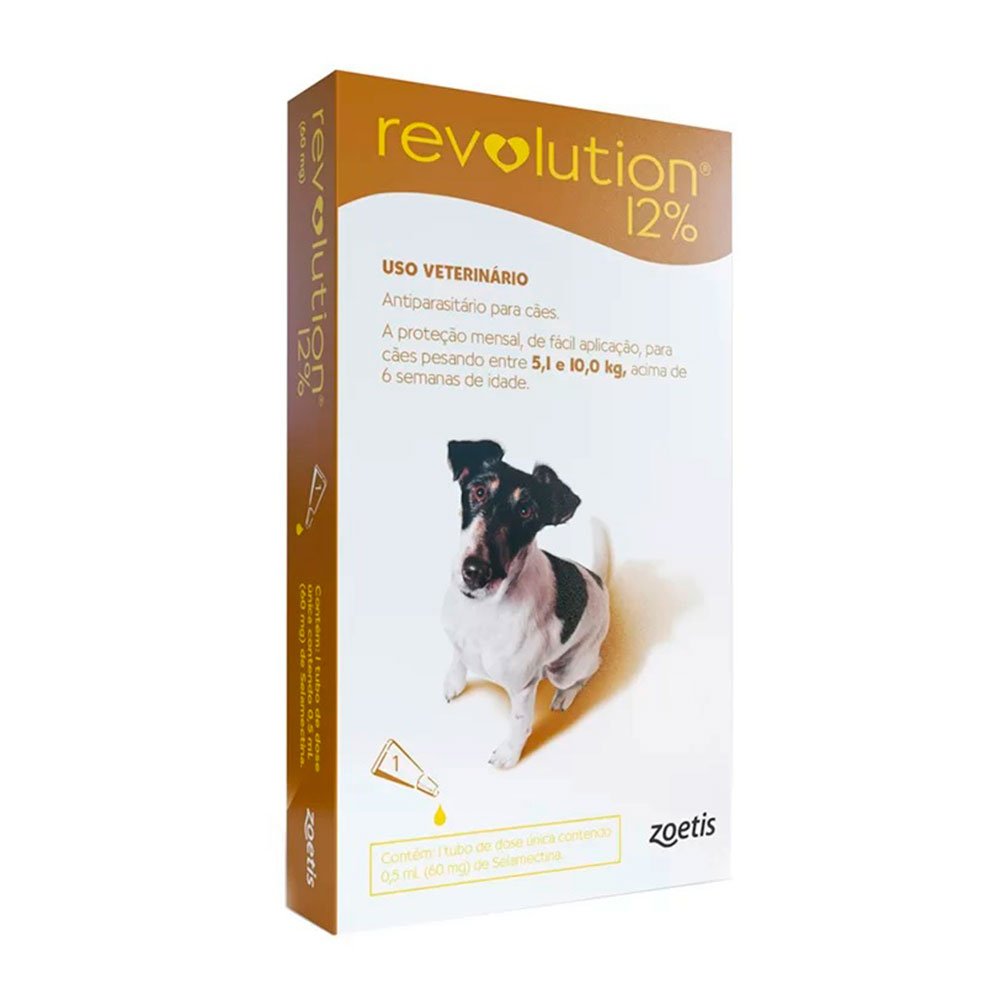 Antipulgas Revolution 12% Para Cães de 5,1 a 10kg - 1 Pipeta