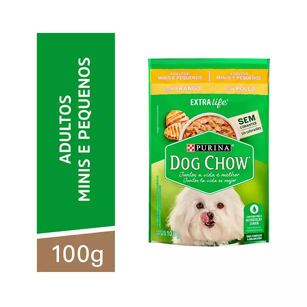 Ração Úmida Dog Chow Sabor para Cães Adultos de Raças Pequenas - Frango 100g