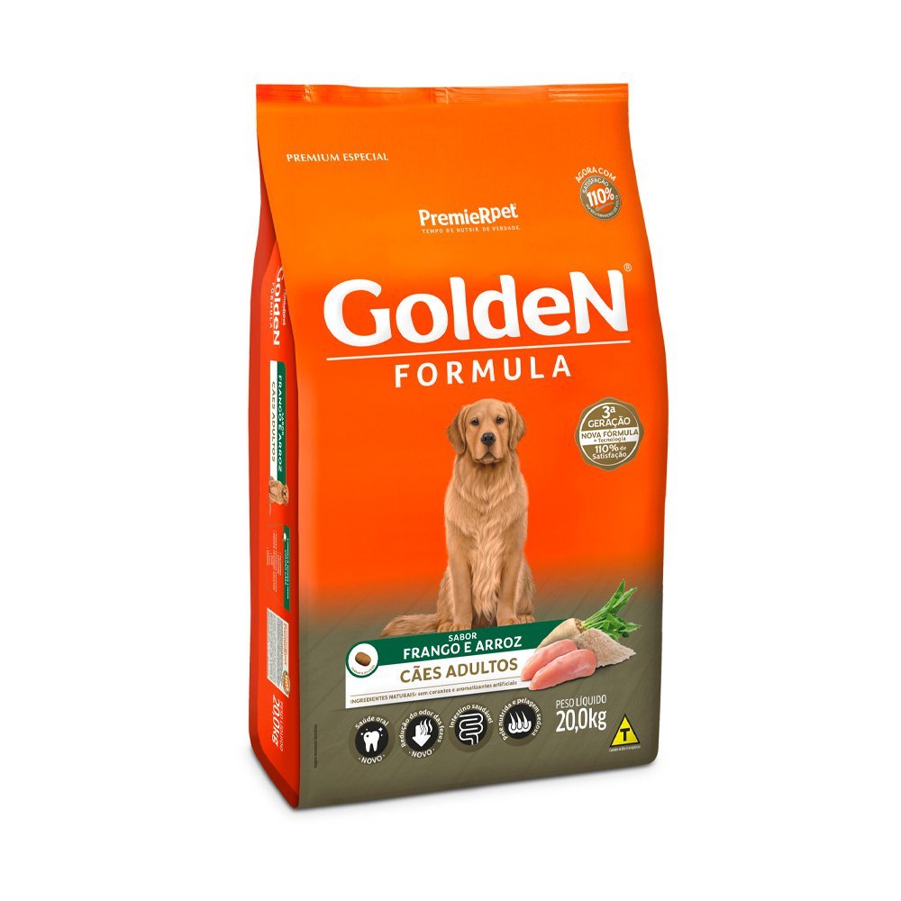 Ração Golden Fórmula Cães Adultos Frango e Arroz - 20kg