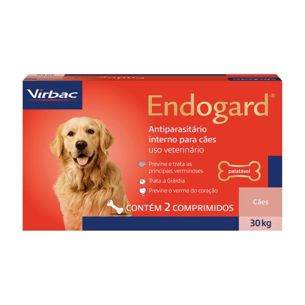 Vermífugo Endogard Para Cães até 30kg Virbac - 2 comprimidos
