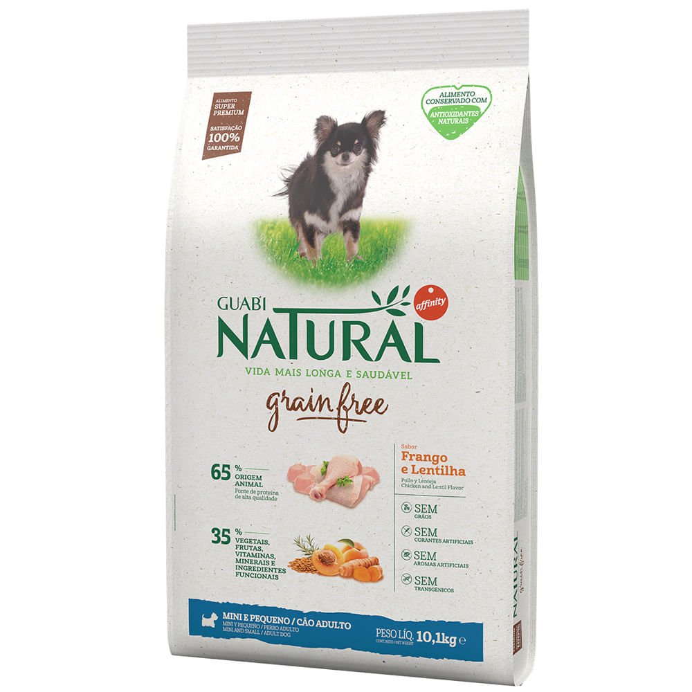 Ração Guabi Natural Grain Free Cães Adultos Mini e Pequenos Frango e Lentilha - 10,1kg