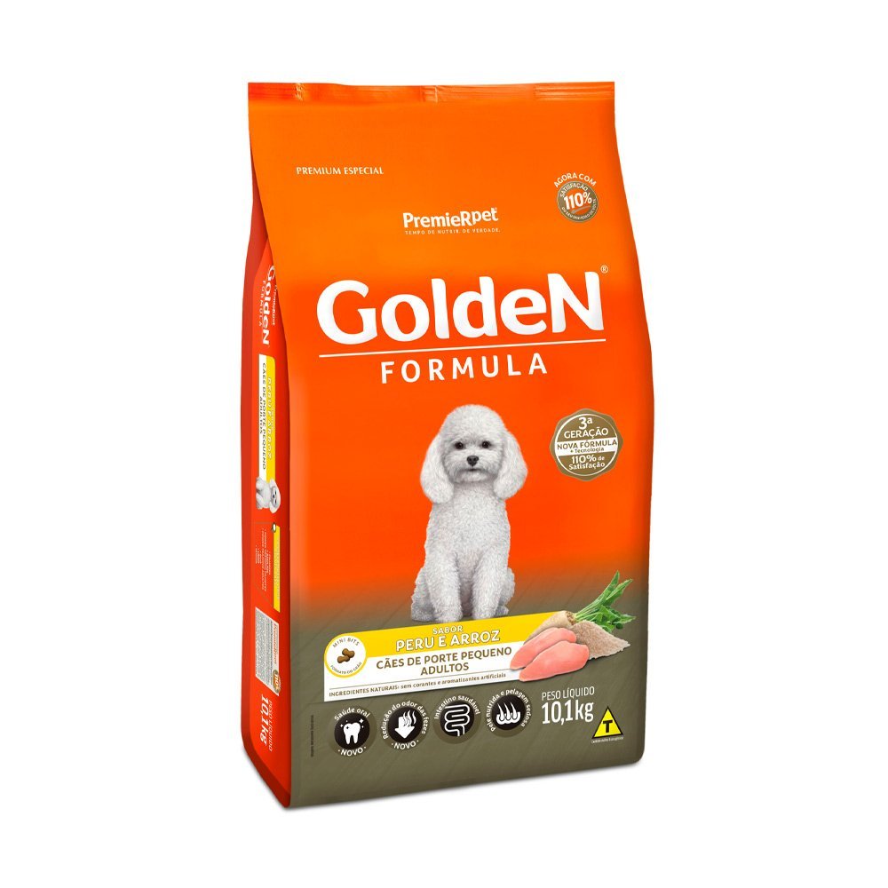 Ração Golden Fórmula Cães Adultos Porte Pequeno Peru e Arroz - 10,1kg