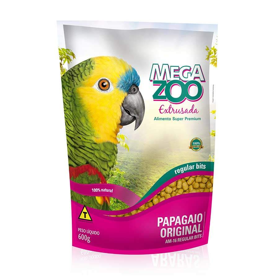 Ração Megazoo Extrusada para Papagaios - Regular 600g