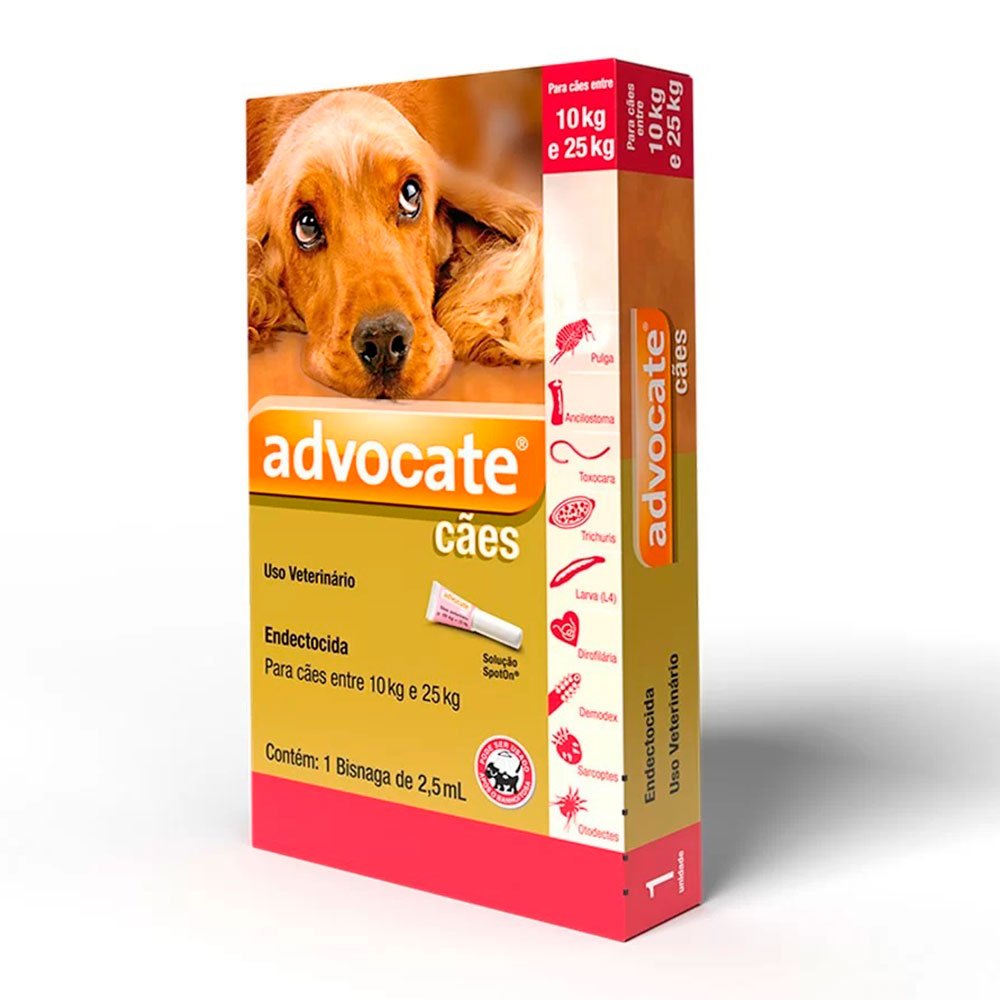 Antipulgas Advocate Para Cães De 10 A 25kg 2,5mL - 1 Pipeta