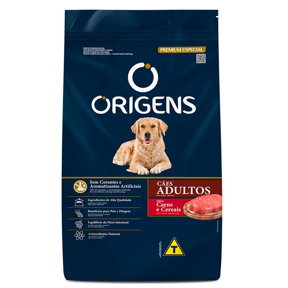 Ração Origens Cães Adultos Carne e Cereais - 3kg