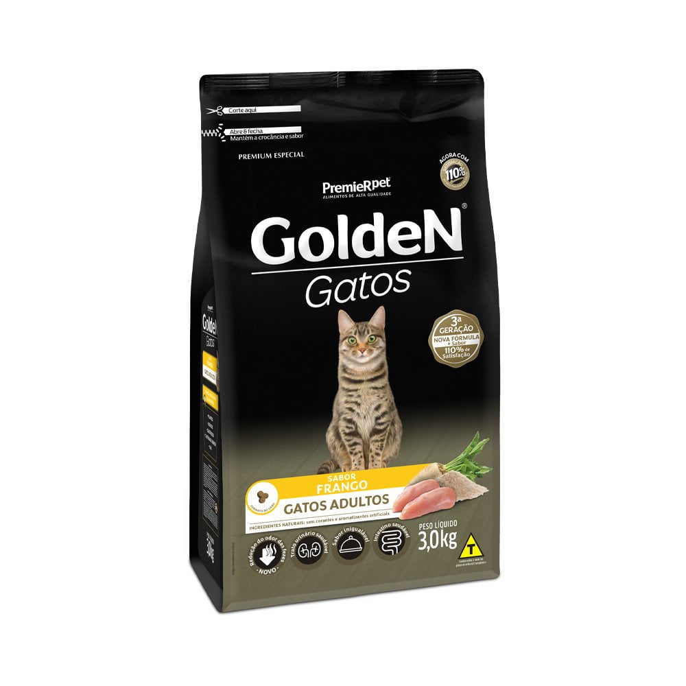 Ração Golden Gatos Adultos Frango - 3kg