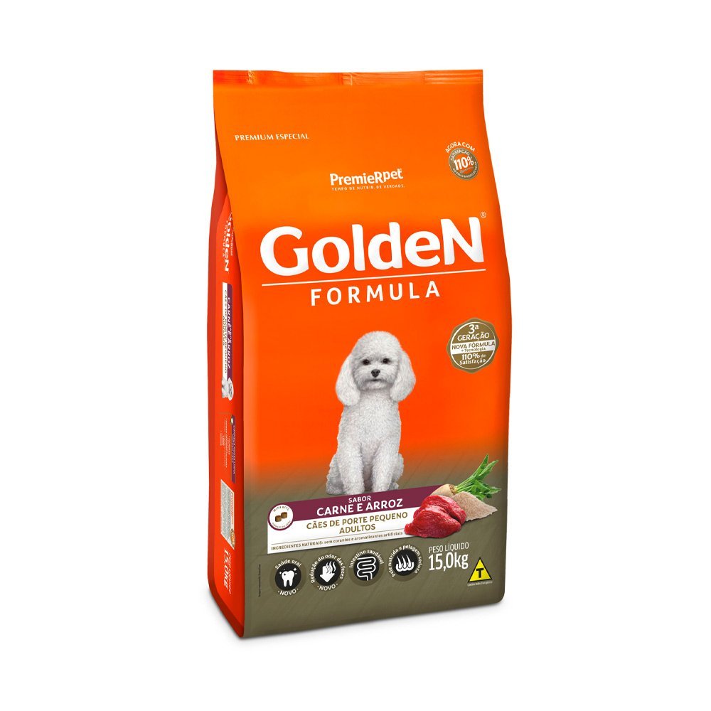 Ração Golden Formula Mini Bits Cães Adultos Raças Pequenas Carne e Arroz - 15kg