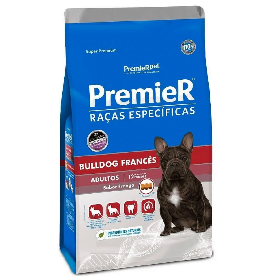 Ração Premier Raças Específicas Para Cães Adultos Bulldog Francês Sabor Frango - 2,5kg