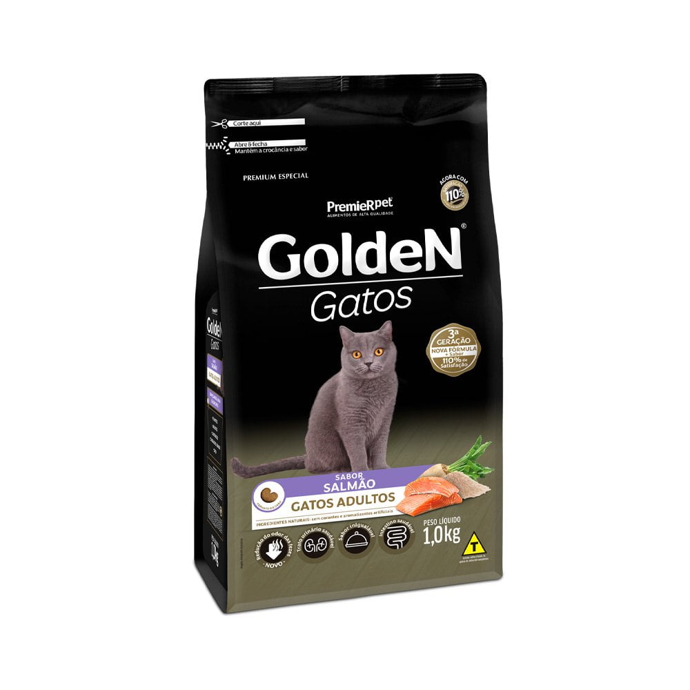 Ração Golden Gatos Adultos Salmão - 1kg