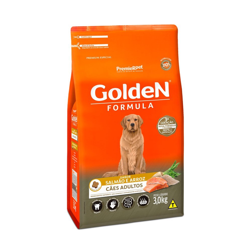 Ração Golden Fórmula Cães Adultos Salmão e Arroz - 3kg