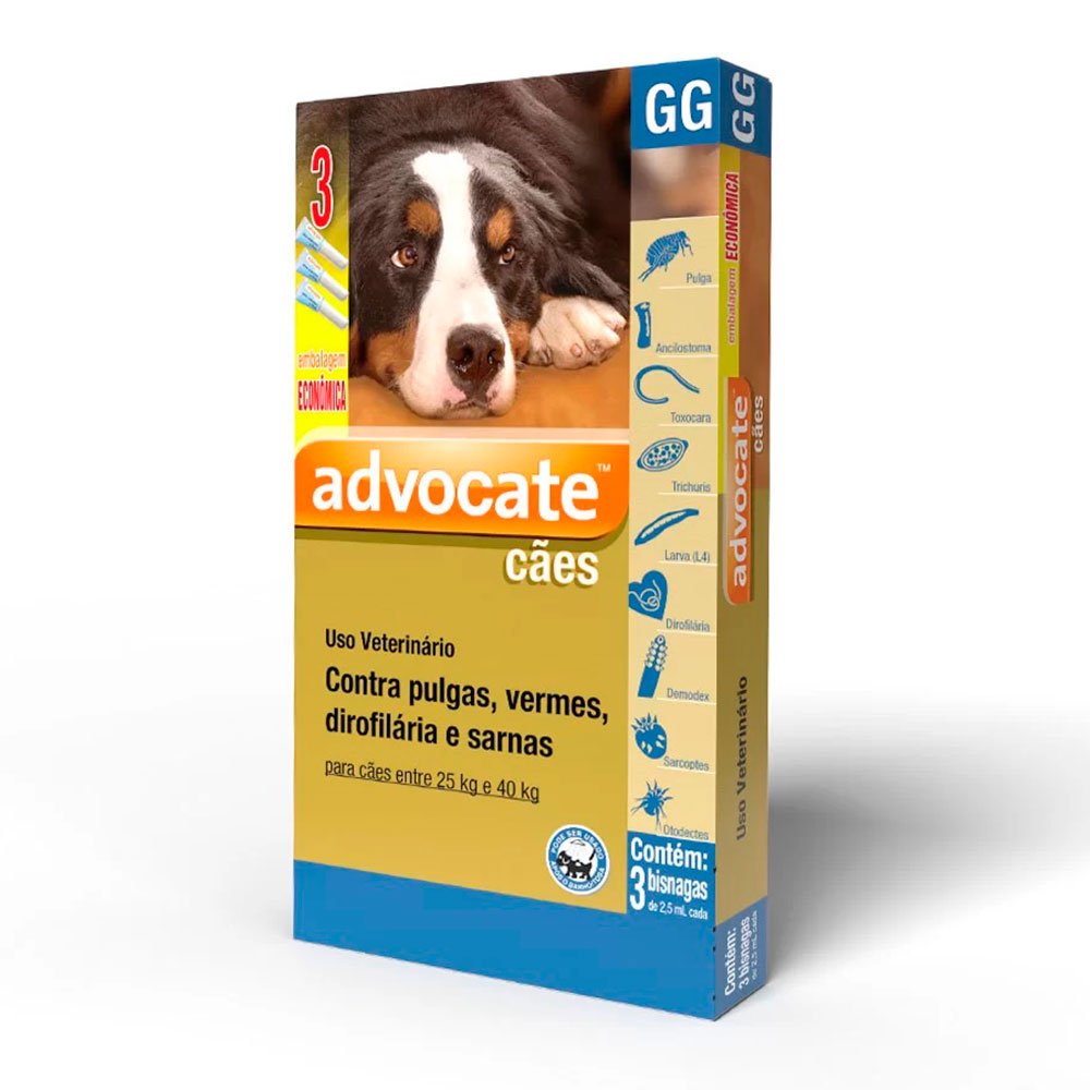 Antipulgas Advocate Para Cães De 25 A 40kg 4,0mL - 3 Pipetas