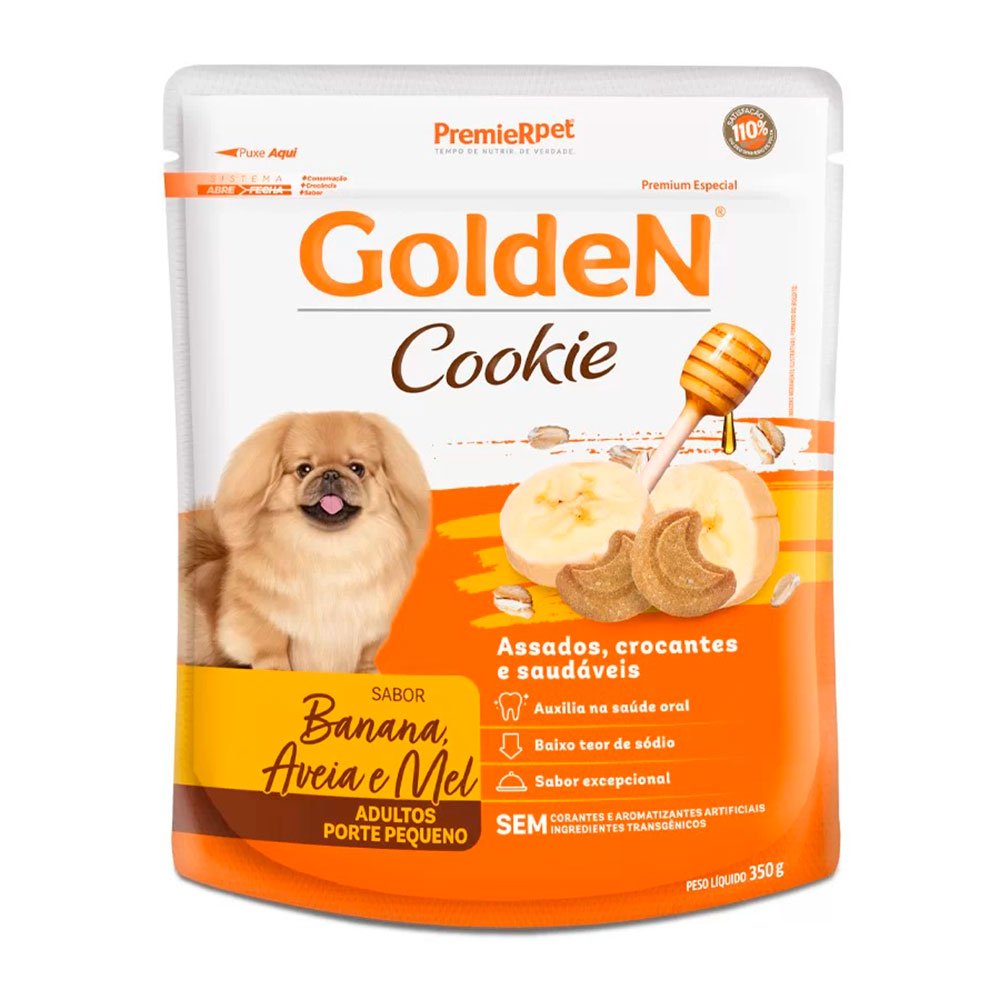 Biscoito Golden Cookie Para Cães Adultos Pequeno Porte - Banana, Aveia e Mel 350g