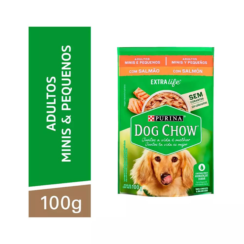 Ração Úmida Dog Chow Sabor para Cães Adultos de Raças Pequenas - Salmão 100g
