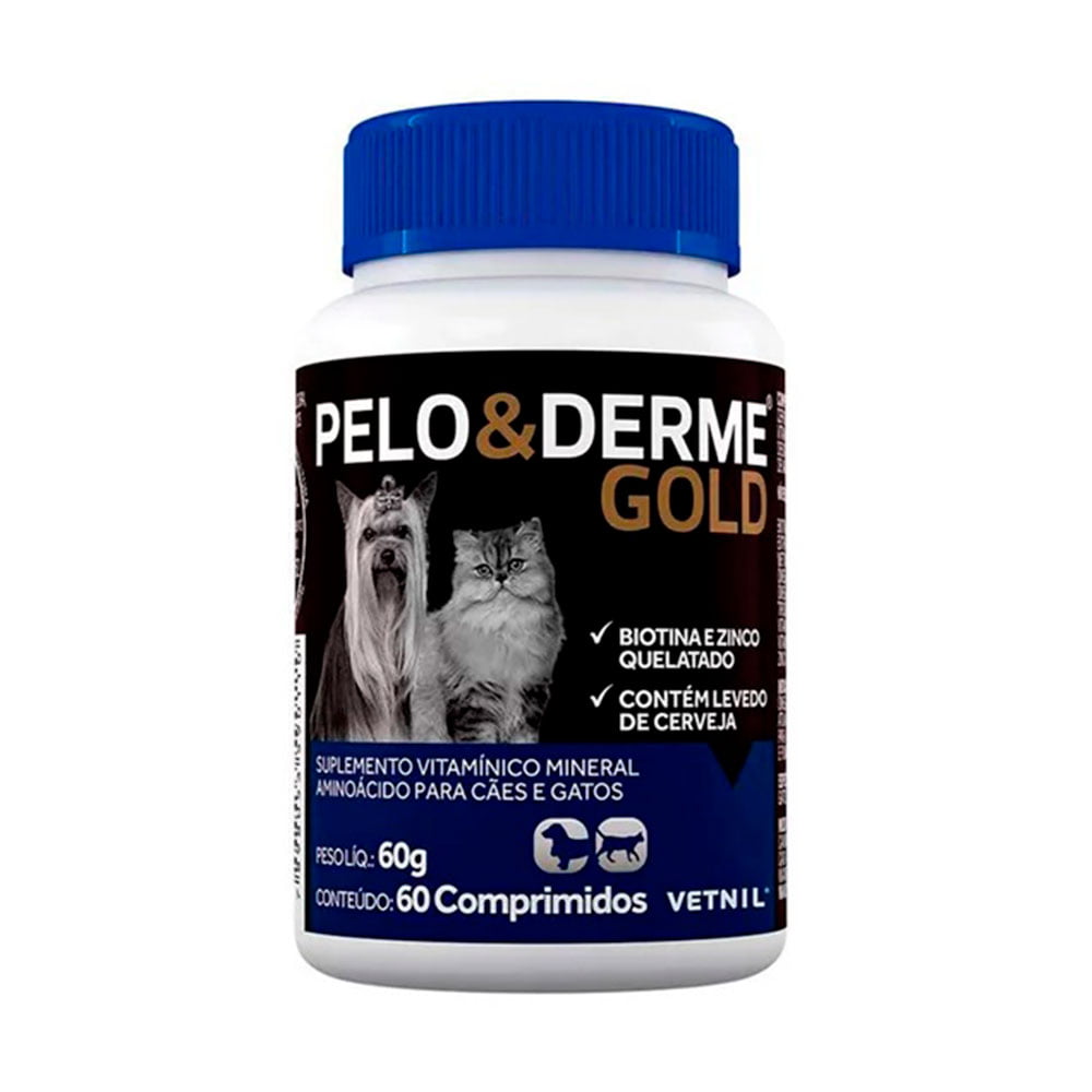 Suplemento Pelo & Derme Gold Vetnil - 60 Comprimidos