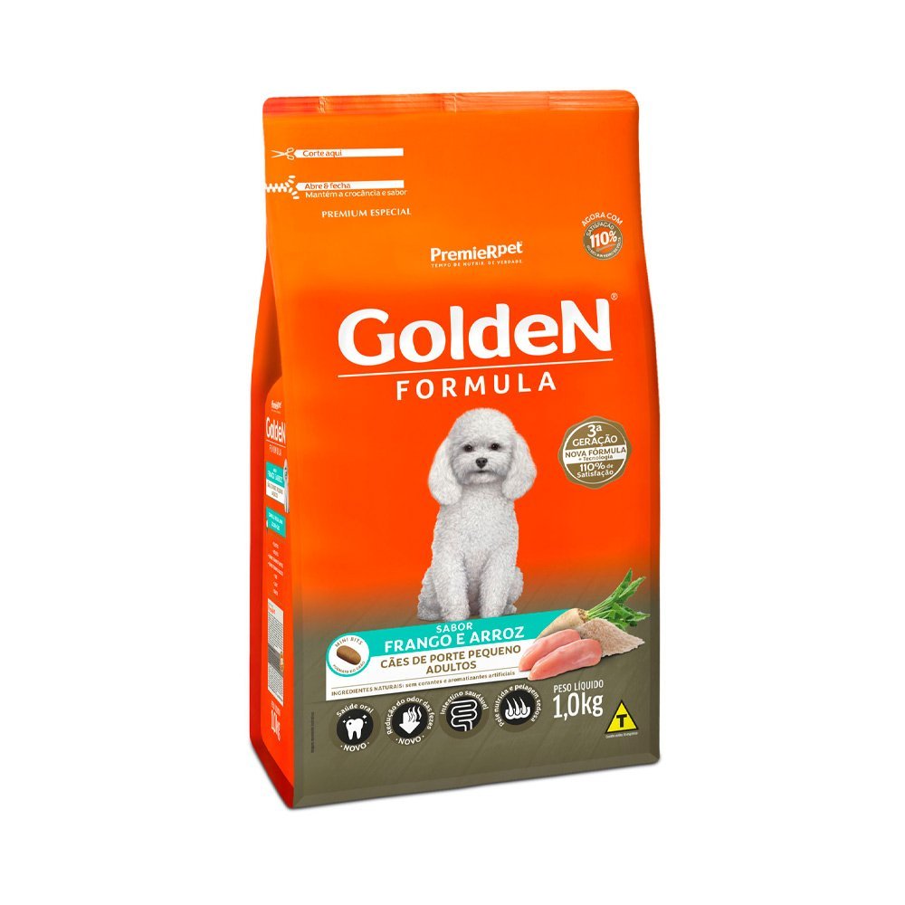 Ração Golden Fórmula Mini Bits Cães Adultos Porte Pequeno Frango e Arroz - 1Kg