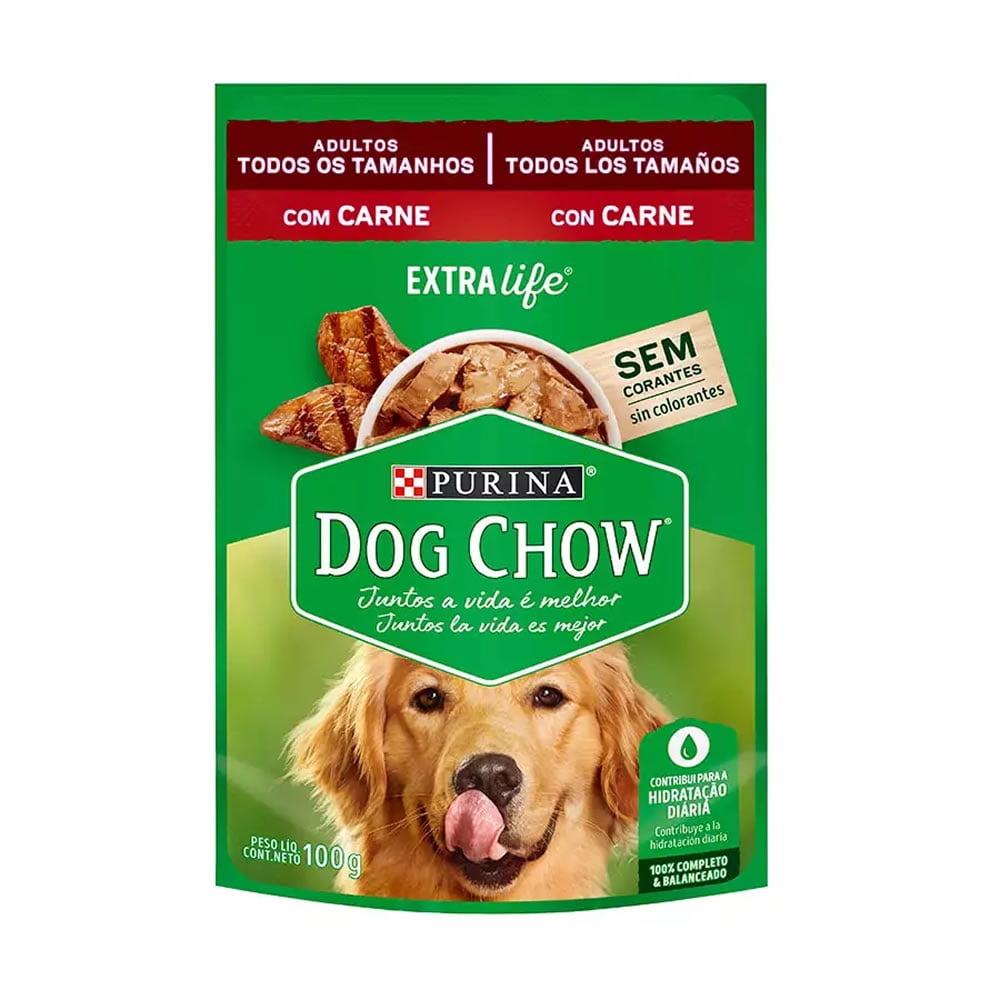 Ração Úmida Dog Chow Cães Adultos - Carne 100g