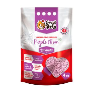 Granulado Higiênico de Bentonita Purple Moon Para Gatos Great Pets Premium Lavanda 4kg