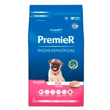 Ração Premier Raças Específicas Pug Cães Filhotes Frango 1kg