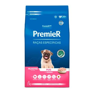Ração Premier Raças Específicas Pug Cães Filhotes Frango 2,5kg