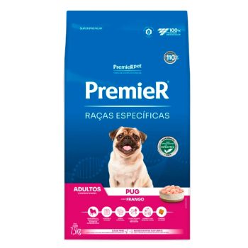 Ração Premier Raças Específicas Pug Cães Adultos Frango 7,5kg