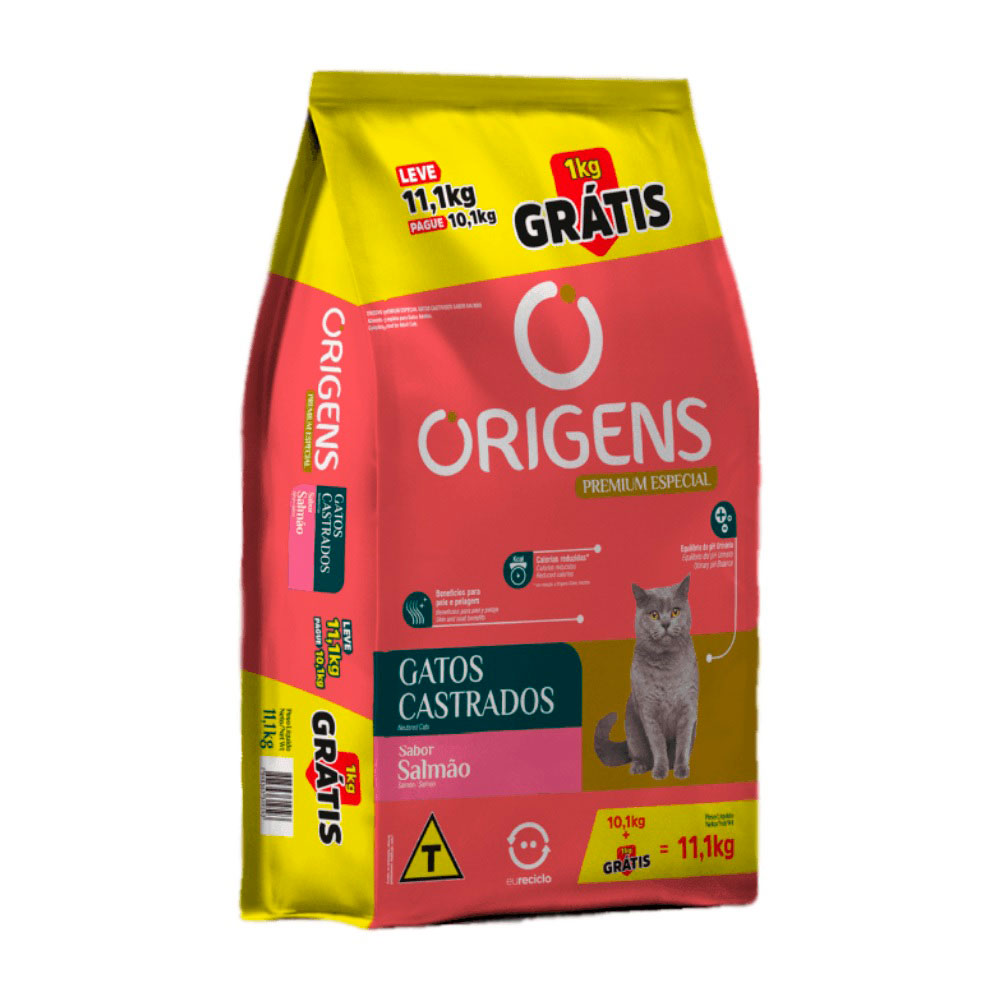 Origens gato castrado salmao 3kg - Adimax - Ração Seca para Gato