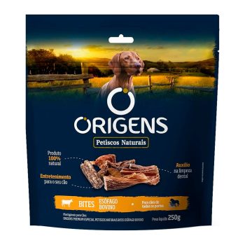 Petisco Natural Origens Bites Para Cães Esôfago Bovino 250g