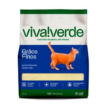 Areia Higiênica Para Gatos Biodegradável Viva Verde Grãos Finos 10kg