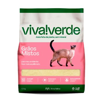 Areia Higiênica Para Gatos Biodegradável Viva Verde Grãos Mistos 10kg