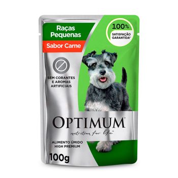 Ração Úmida Optimum Sachê Para Cães Adultos Raças Pequenas e Mini Sabor Carne 85g