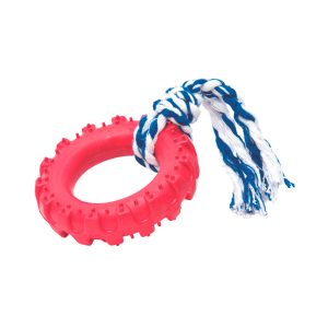 Brinquedo Para Cães Pneu Off Road Colorido com Corda Tudo Pet Tam. G