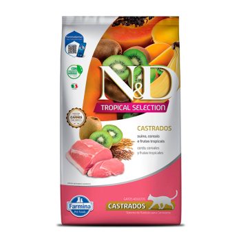 Ração Farmina N&D Tropical Selection Para Gatos Adultos Castrados Suíno, Cereais e Frutas Tropicais 1,5kg