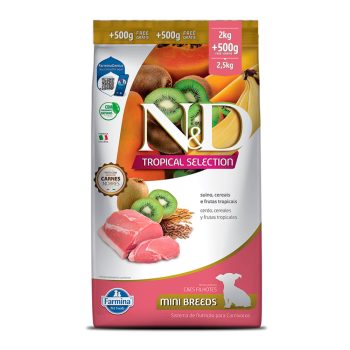 Ração Farmina N&D Tropical Selection Para Cães Filhotes Raças Mini Suíno, Cereais e Frutas Tropicais 2kg + 500g