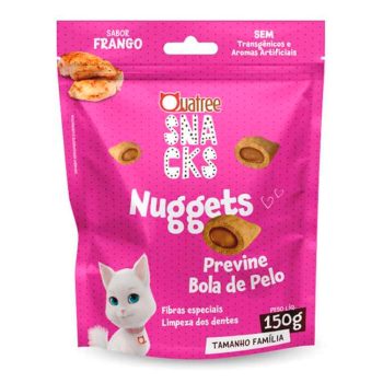 Snack Quatree Nuggets Para Gatos Previne Bola de Pelo Sabor Frango 150g