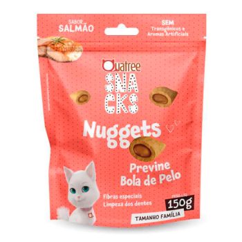 Snack Quatree Nuggets Para Gatos Previne Bola de Pelo Sabor Salmão 150g