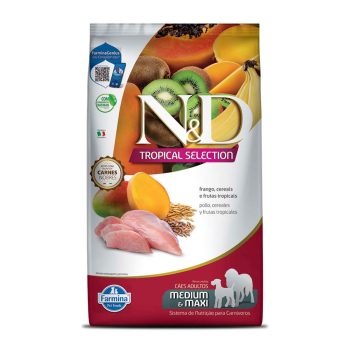 Ração Farmina N&D Tropical Selection Para Cães Adultos Raças Médias e Grande Frango, Cereais e Frutas Tropicais 2kg + 500g