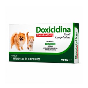 Antibiótico Doxiciclina 25mg Para Cães e Gatos Vetnil 14 Comprimidos
