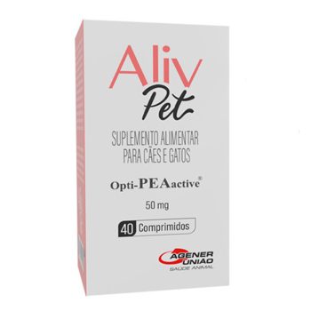 Suplemento Aliv Pet 50mg Para Cães e Gatos Agener União Com 40 Comprimidos