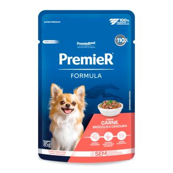 Ração Úmida Premier Fórmula Sachê Para Cães Adultos Porte Pequeno Carne, Brócolis e Cenoura 85g