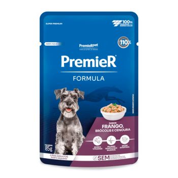 Ração Úmida Premier Fórmula Sachê Para Cães Adultos Porte Pequeno Frango, Brócolis e Cenoura 85g